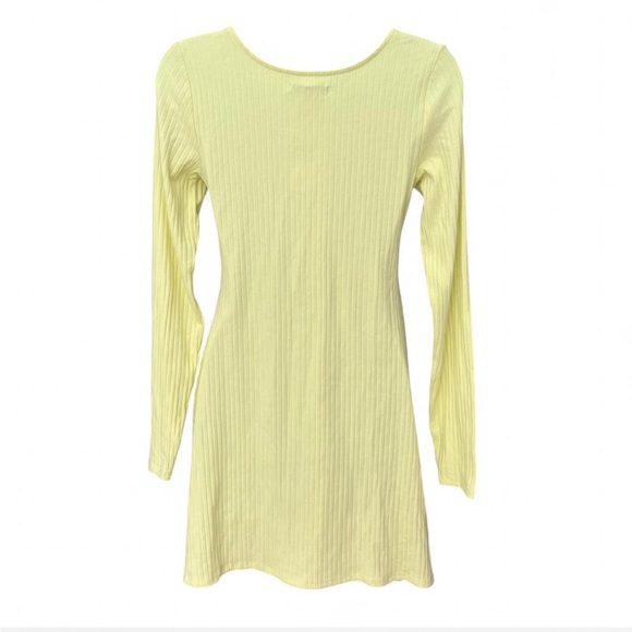 American Eagle Outfitters Yellow Long Sleeve Ribbed Mini Dress - Picture 4 of 4
